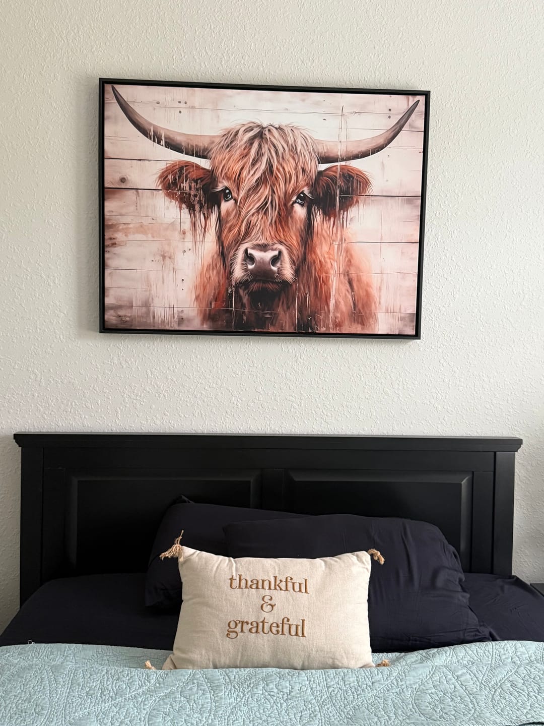 Customer photo review of Vintage Scottish Highland Cow Cattle Art Print Farmhouse Wall Art Canvas Print