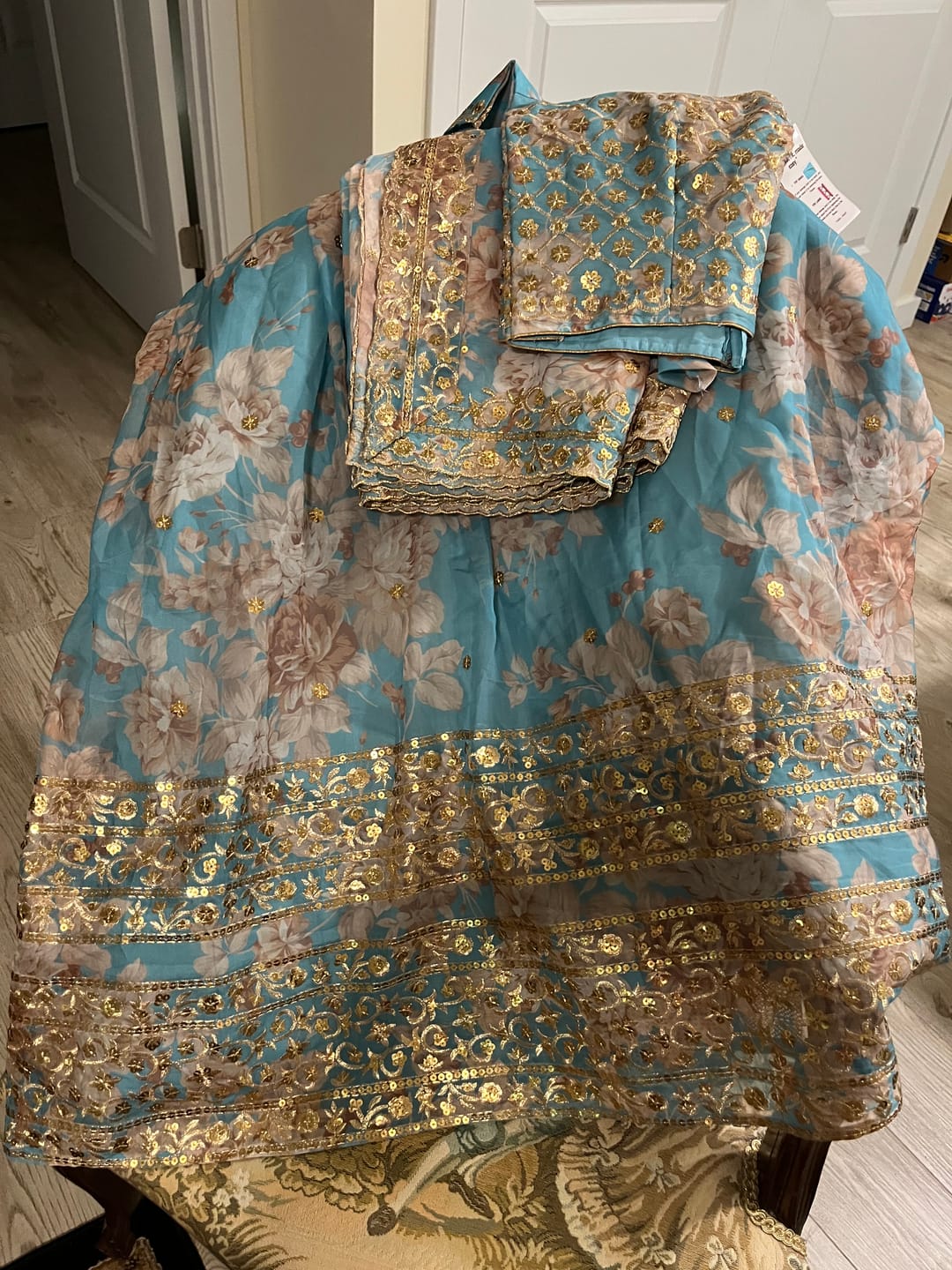 Customer photo review of Designer Party Wear Organza With Georgette Lehenga With Blouse Dupatta