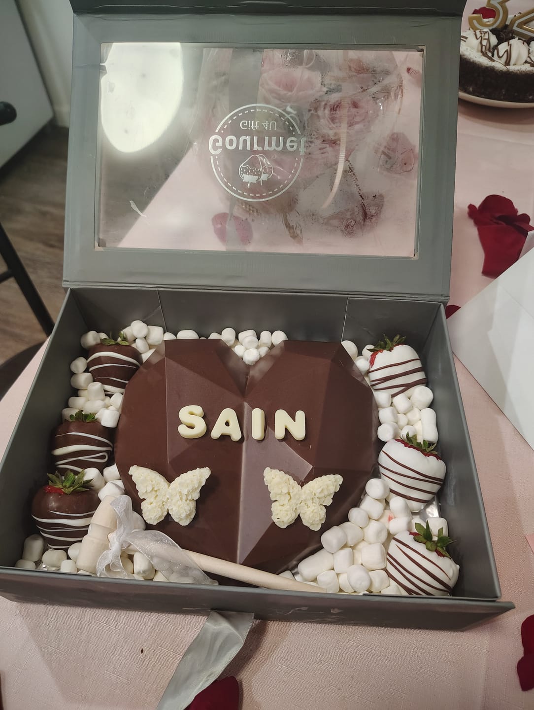 Customer photo review of Personalized Chocolate Smash Heart Box