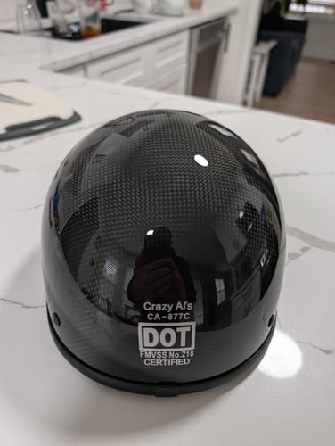 Customer photo review of Genuine Carbon Fiber SOA Smallest Lightest DOT Beanie Carbonator Gloss No Peak