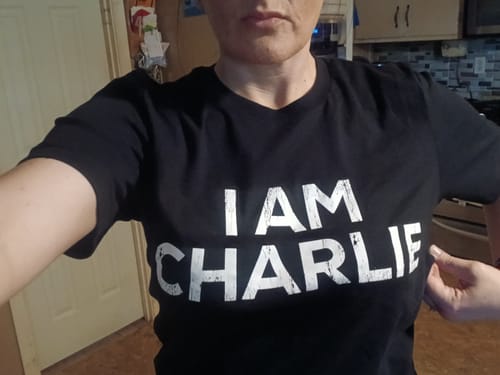 Customer photo review of I Am Charlie T-Shirt