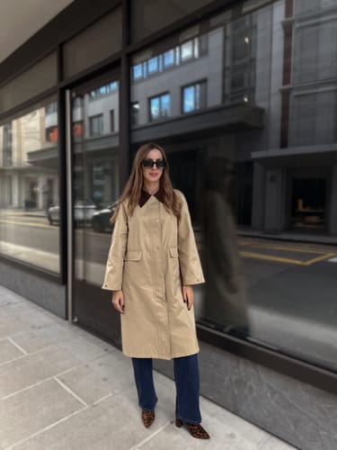 Customer photo review of LILY Contrast-Collar Classic Trench Coat
