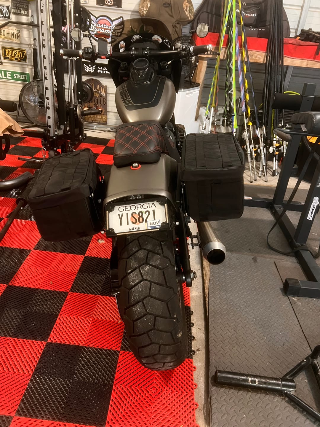 Customer photo review of Viking Patriot Saddlebags Hard Mount Kit for Harley Davidson