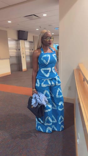 Customer photo review of Eliana Pant Set | Blue
