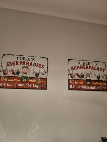Customer photo review of Personalisiertes Gartenschild mit Hühner Motiv