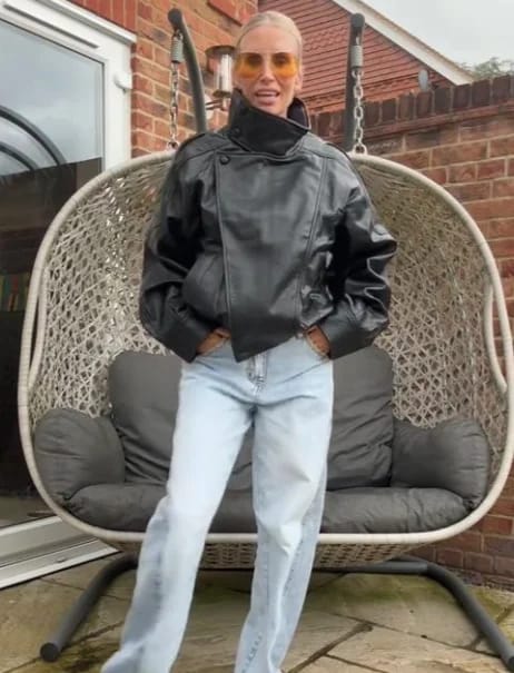 Customer photo review of Carla Asymmetrical Leather Jacket