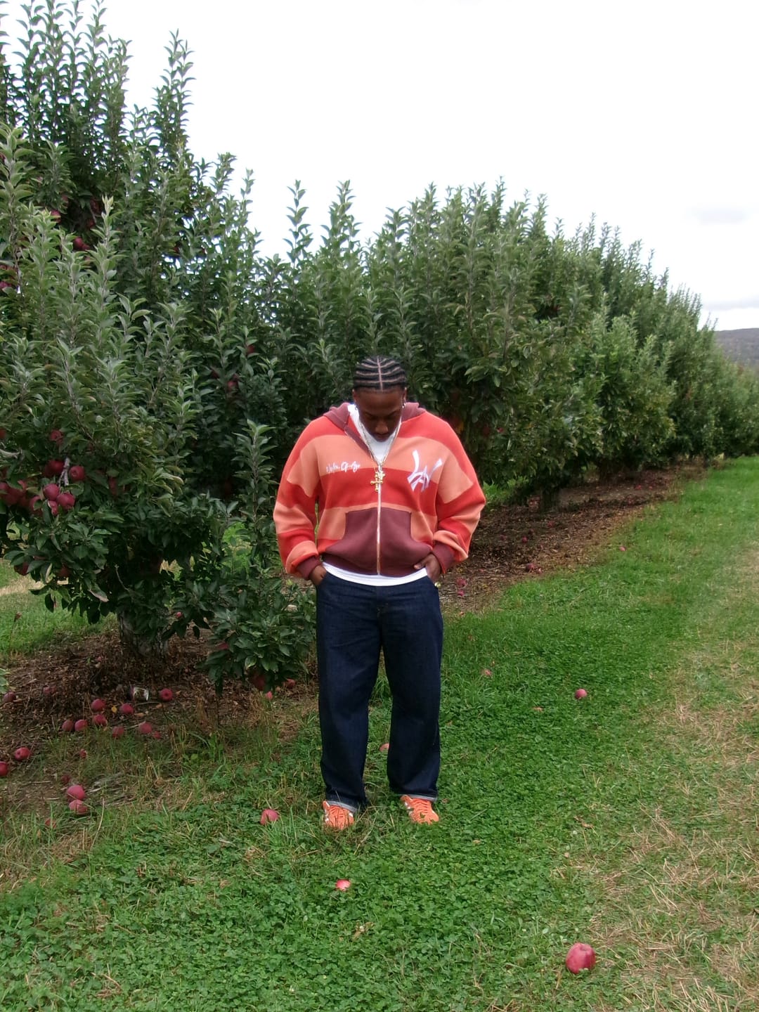 Customer photo review of City Stripe Hoodie - Burnt Orange