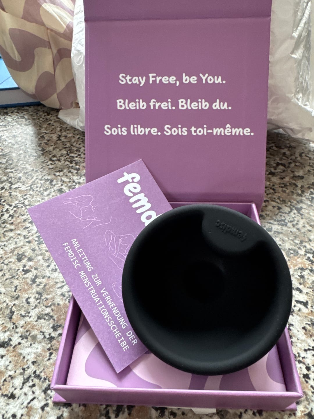 Customer photo review of femdisc Menstruationsscheibe mit Lasche