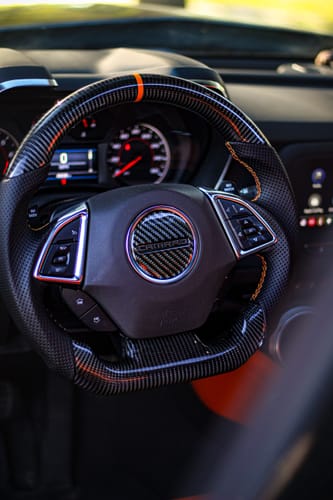 Customer photo review of Camaro 2016-2024 Carbon Fiber Steering Wheel Airbag Center Overlay