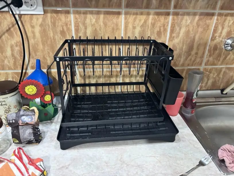 Customer photo review of 2 Tier Stainless Steel Dish Rack Malta with Drainboard
