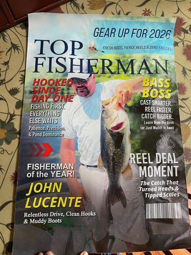 Customer photo review of Custom Fishing Magazine Cover, Personalized Fishing Gifts for Men, Fly Fishing Gifts for Him, Fishing Dad Gift, Angler Funny Fisherman Gift
