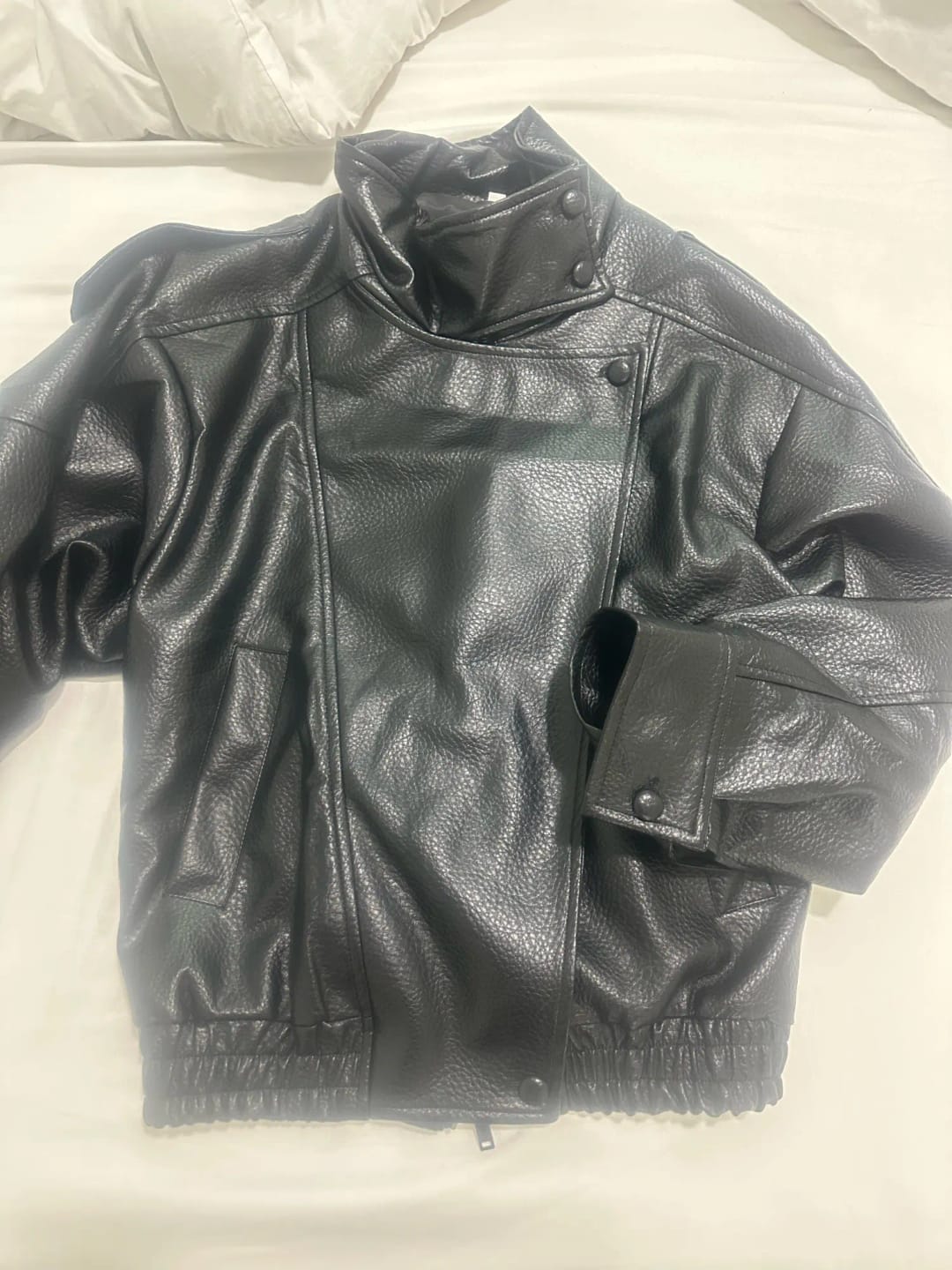 Customer photo review of Carla Asymmetrical Leather Jacket