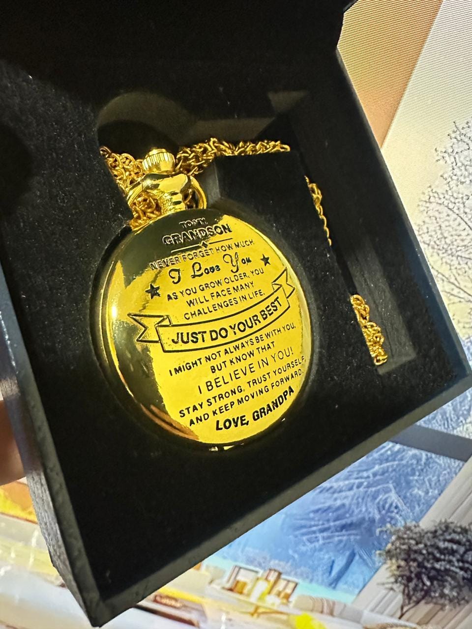 Customer photo review of To Grandson / From Grandpa - Luxury Vintage Pocket Watch Gift SS#20