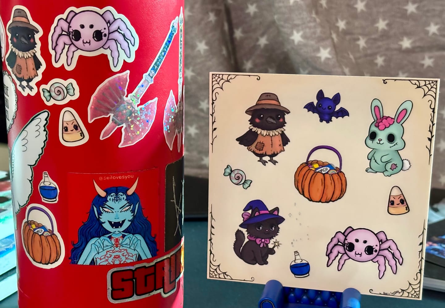 Customer photo review of halloween cuties sticker sheet