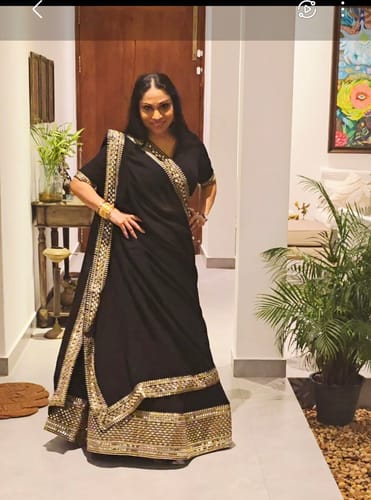 Customer photo review of Onyx Black Georgette Lehenga Choli With Sequins Zari Embroidered Work : Top Pick