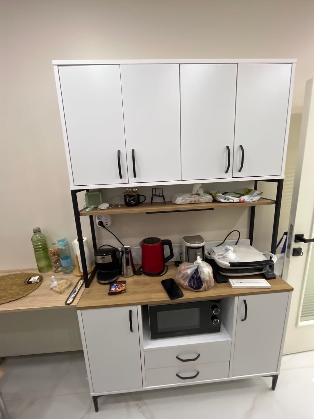 Customer photo review of Rani JE169 Çok Amaçlı Dolap 2 Çekmeceli 6 Kapaklı Kiler Mutfak Dolabı Sepet Ceviz - Beyaz