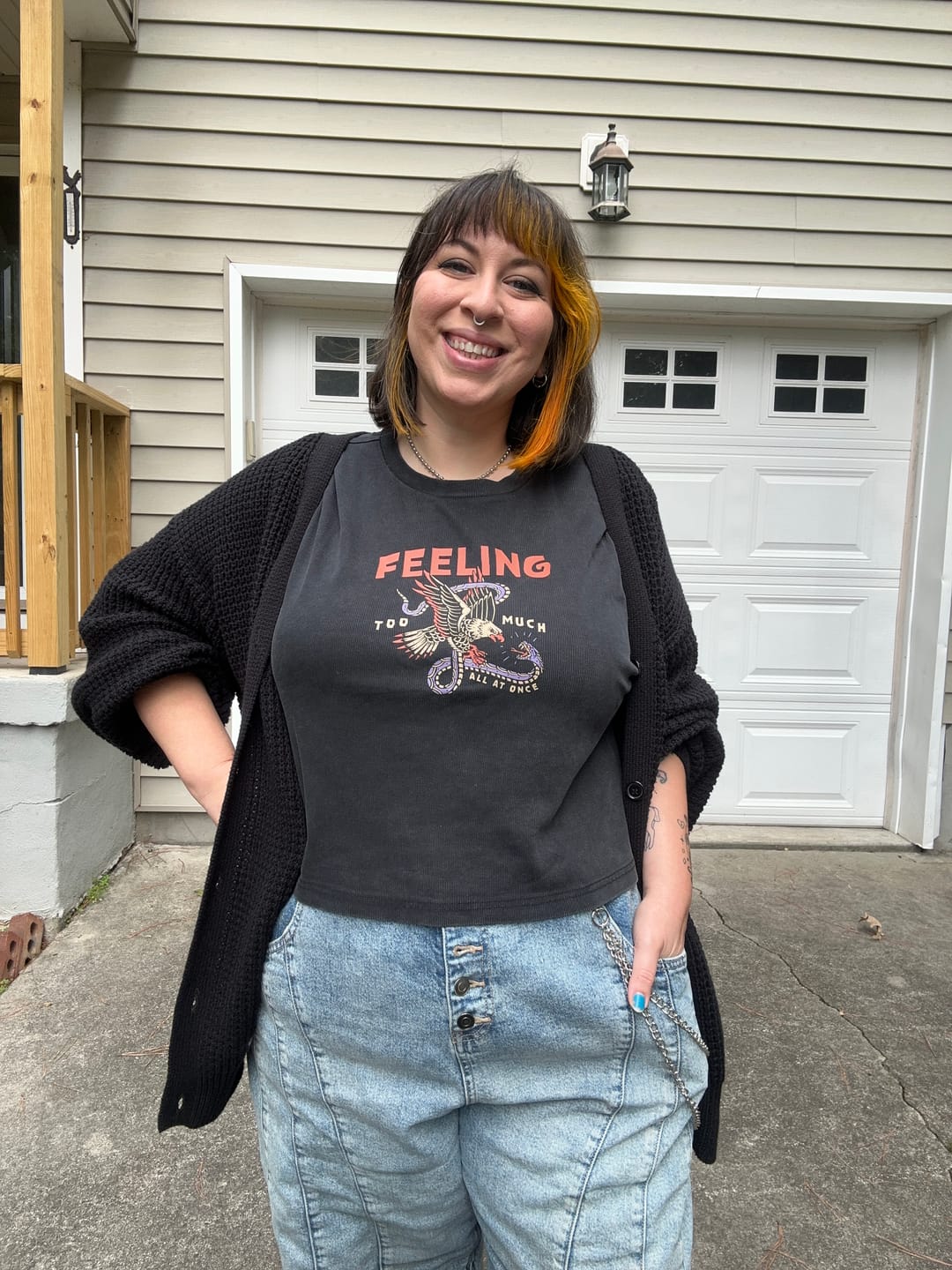 Customer photo review of Feeling Too Much Ribbed Baby Tee