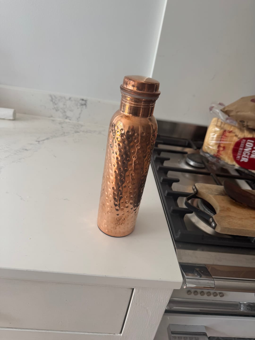 Customer photo review of Hammered Pure Copper Water Bottle