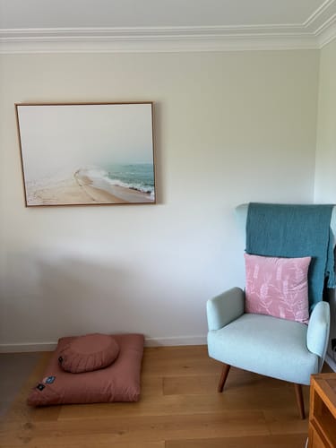 Customer photo review of Mocha Linen - Meditation comfort bundle