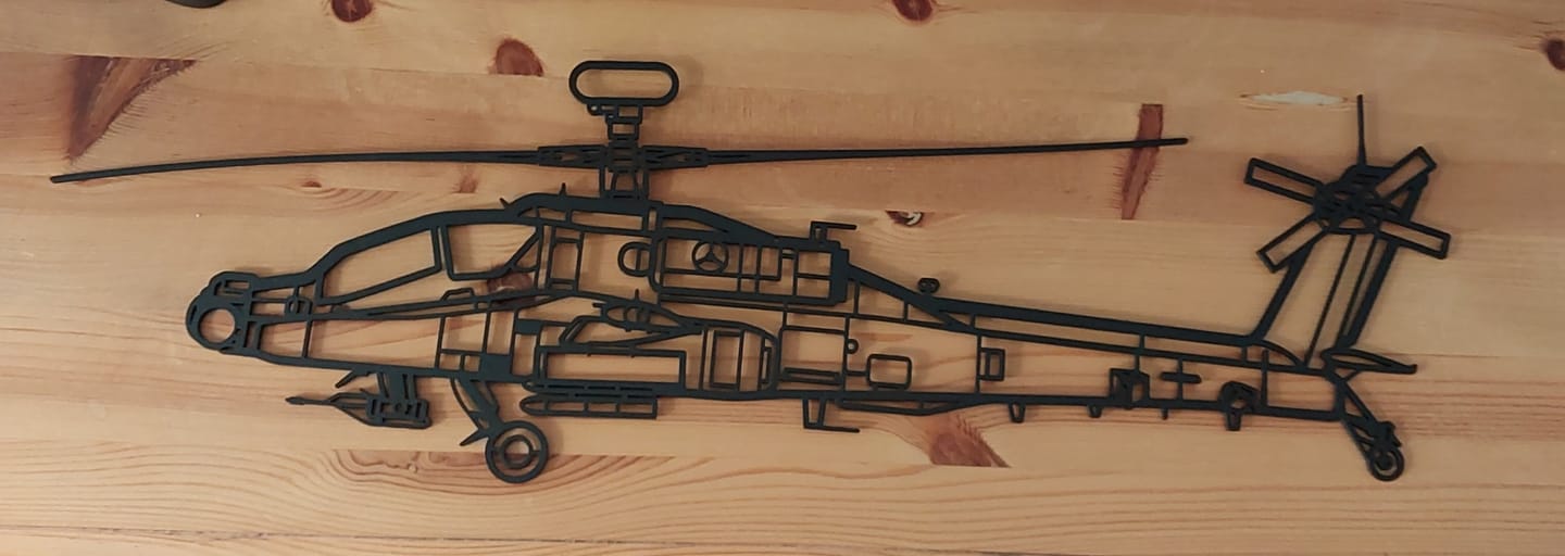 Customer photo review of AH-64E Apache Silhouette Metal Wall Art