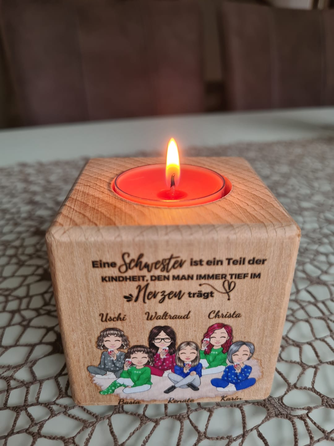 Customer photo review of Herzensmenschen - Personalisierter Kerzenwürfel