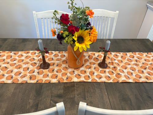 Customer photo review of Subtle F*ck Trump Fall Pumpkin Table Runner