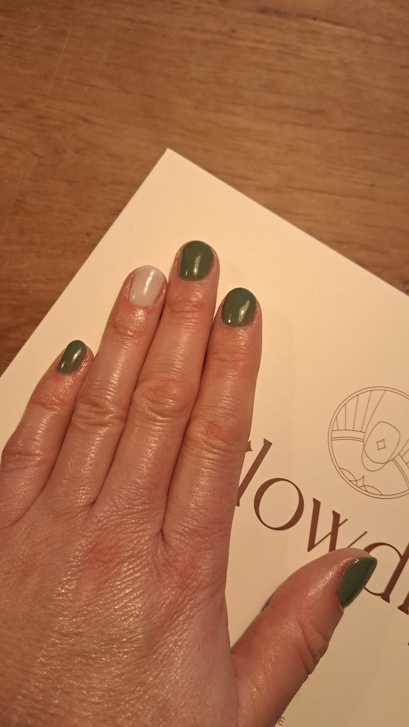 Customer photo review of Warm Olive Dipping Powder