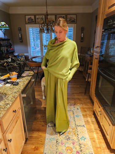 Customer photo review of Asymmetric Draped | Olive Green