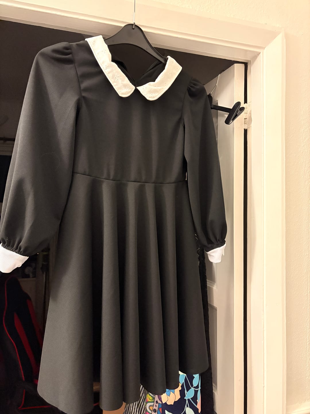 Customer photo review of Plain Black Scuba Crepe Stretch Fabric 4 Way Stretch