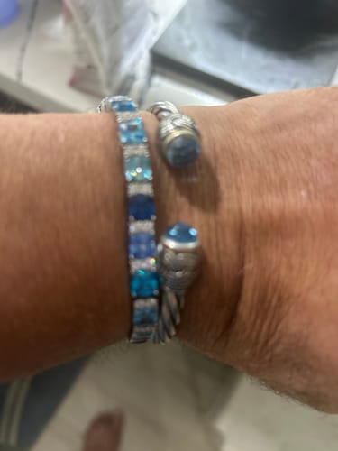 Customer photo review of MOISSANITE OCEAN BLUE STONES BRACELET.