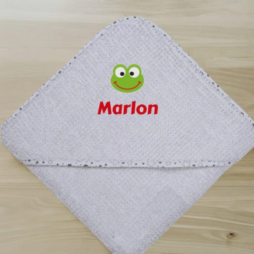 Customer photo review of Bio Baumwolle Kapuzenhandtücher mit Namen und Motiv