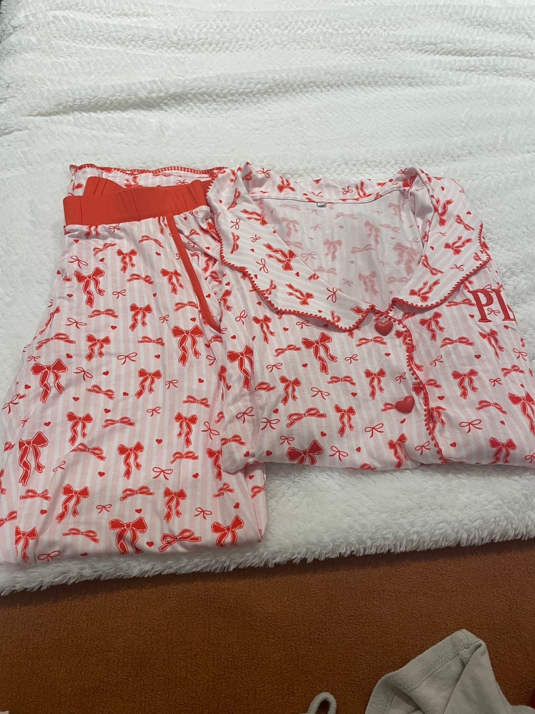Customer photo review of P.Louise Adults Christmas Bow Pyjamas - Trousers Set