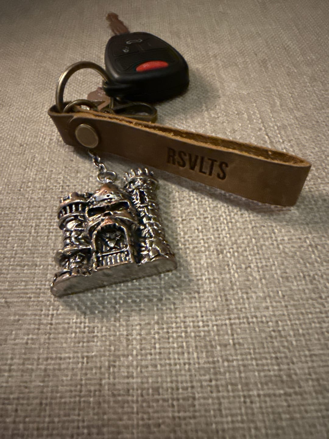 Customer photo review of Dare Mighty – Leather Keychain