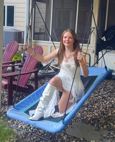 Customer photo review of Irregular flower applique ruffle ruched mini dress