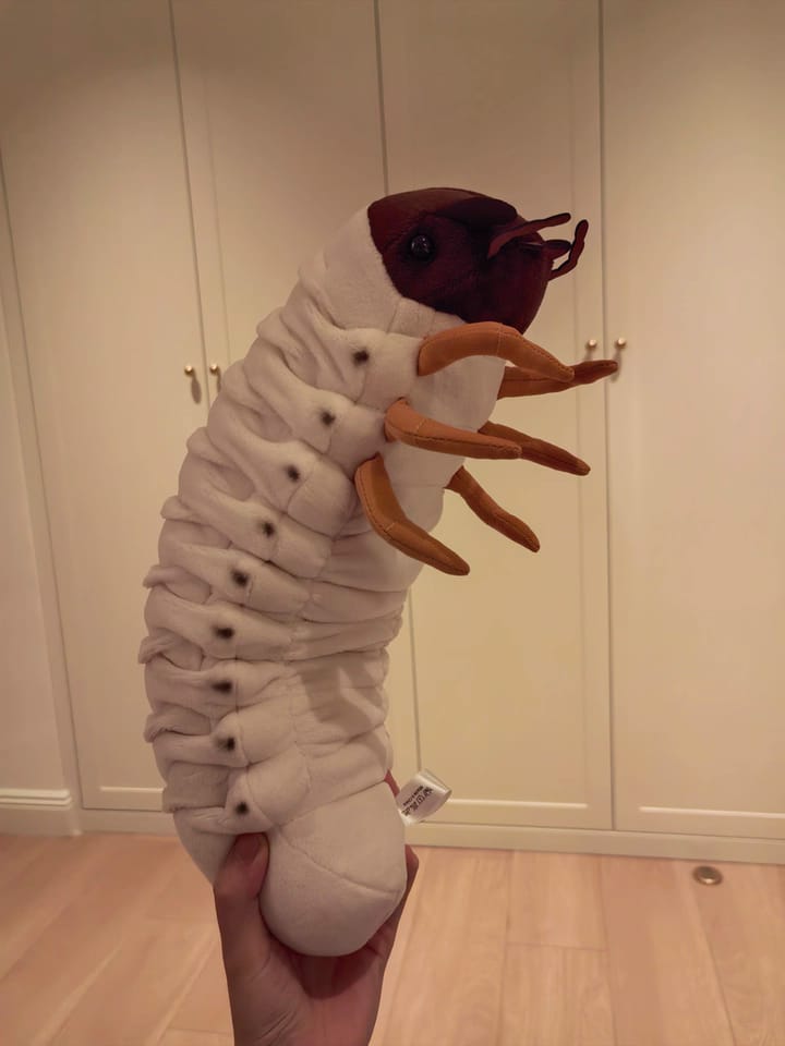 Customer photo review of Realistic White Grub Plush Toy – Lifelike, Soft, and Perfect for Bug Lovers