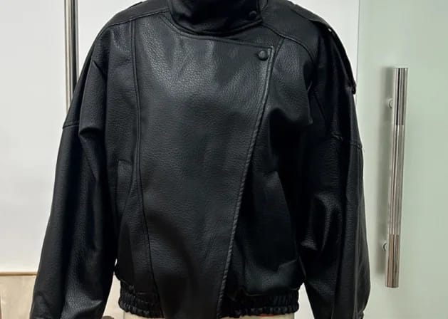 Customer photo review of Carla Asymmetrical Leather Jacket