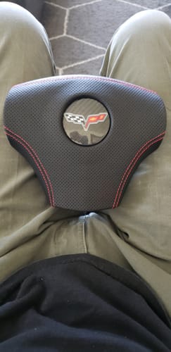 Customer photo review of [Customizable] 2005-2013 Chevrolet Corvette C6 Custom Airbag Cover Replacement for Steering Wheel