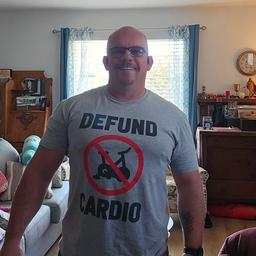 Customer photo review of Defund Cardio T-Shirt