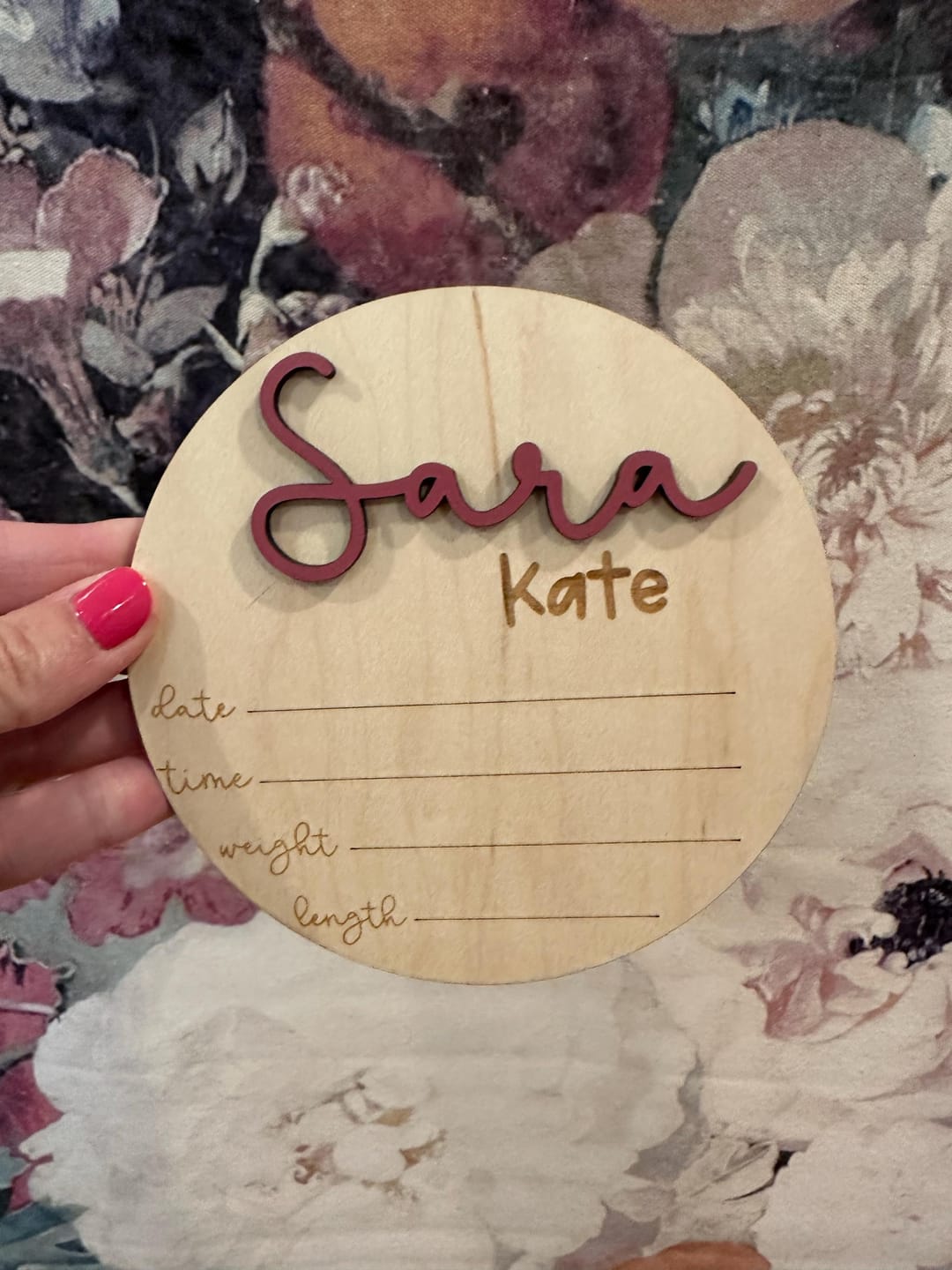 Customer photo review of Baby Name Announcement Sign with Stats