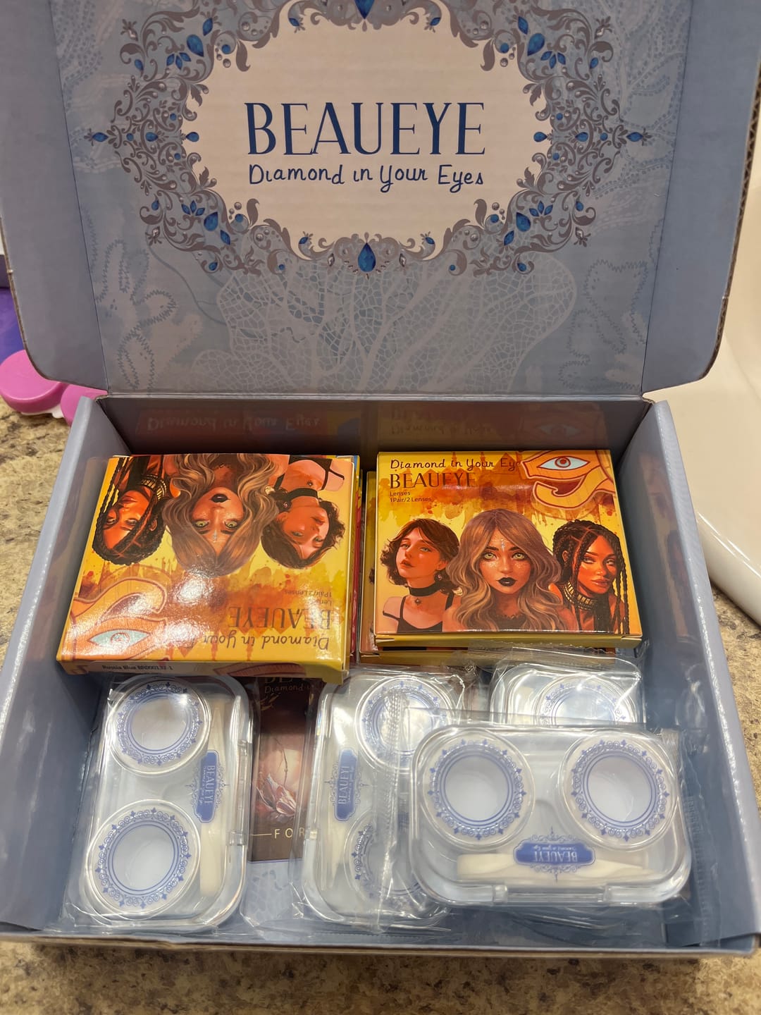 Customer photo review of Amazonia Antarctic Blue Prescription Colored Contact Lenses