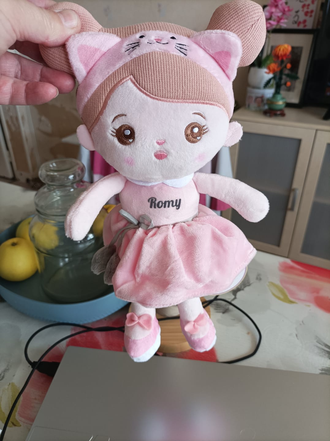 Customer photo review of Personnalisée Poupée en Peluche avec Yeux Ouverts de Chat Rose