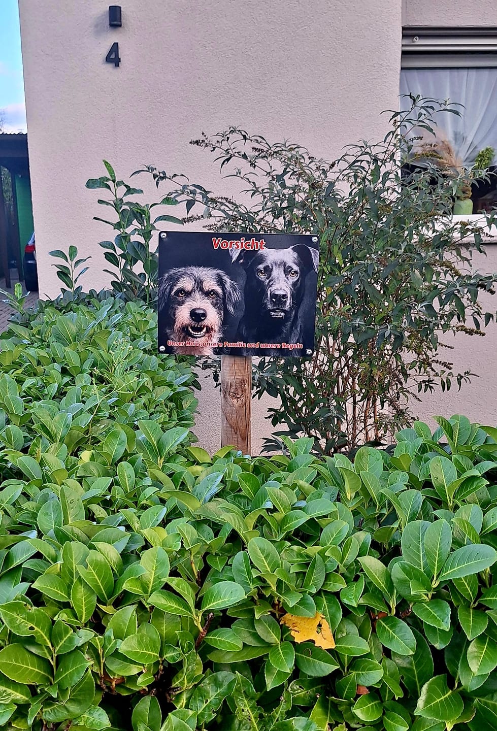 Customer photo review of Hunde-Türschild personalisiert mit Foto & Text (UV- und wetterfest)