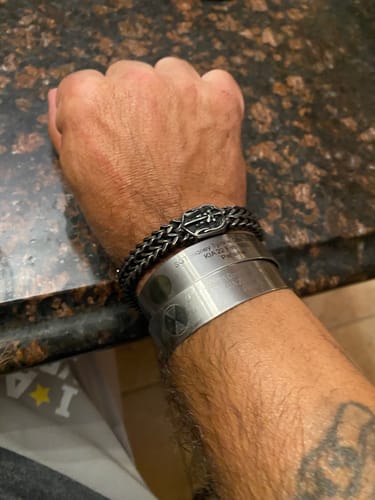 Customer photo review of St. Michael Defend Us Bracelet - Helps Pair Veterans With A Service Dog Or Shelter Dog