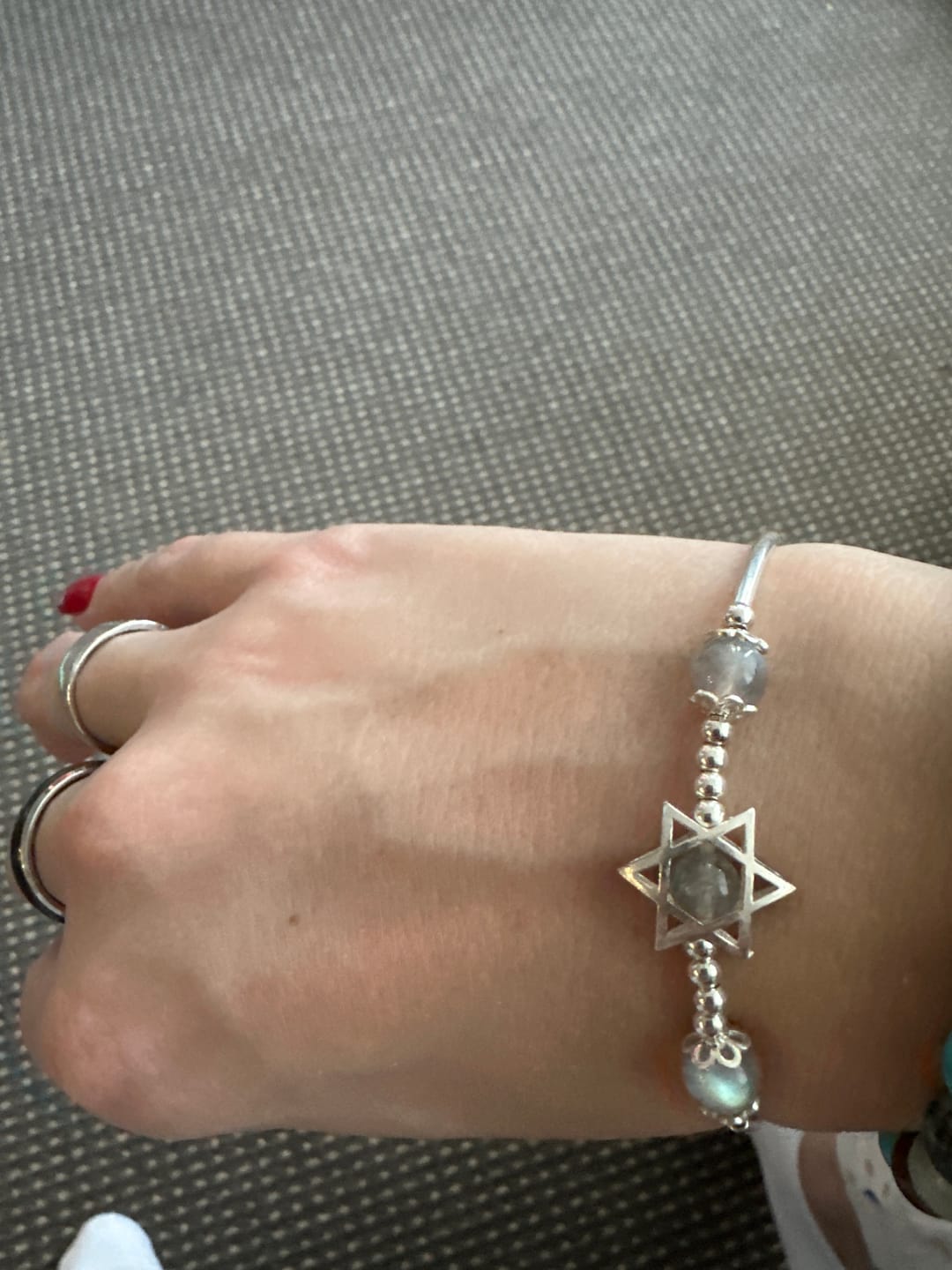 Customer photo review of Moonstone Hexagram Bracelet