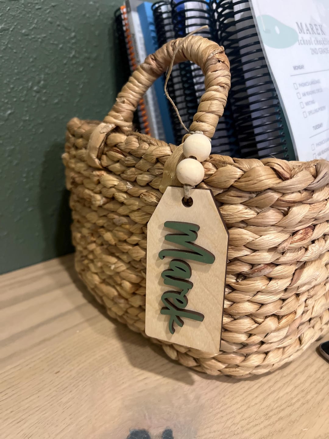 Customer photo review of Beaded Wooden Name Tag
