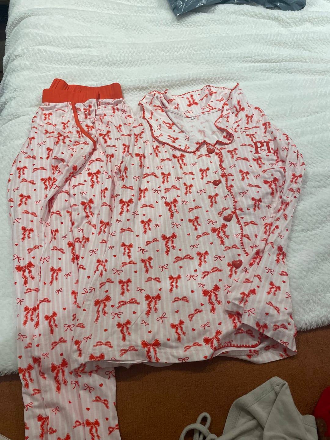 Customer photo review of P.Louise Adults Christmas Bow Pyjamas - Trousers Set