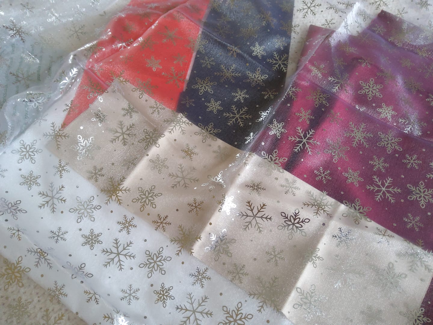 Customer photo review of Snowflakes Organza Fabric