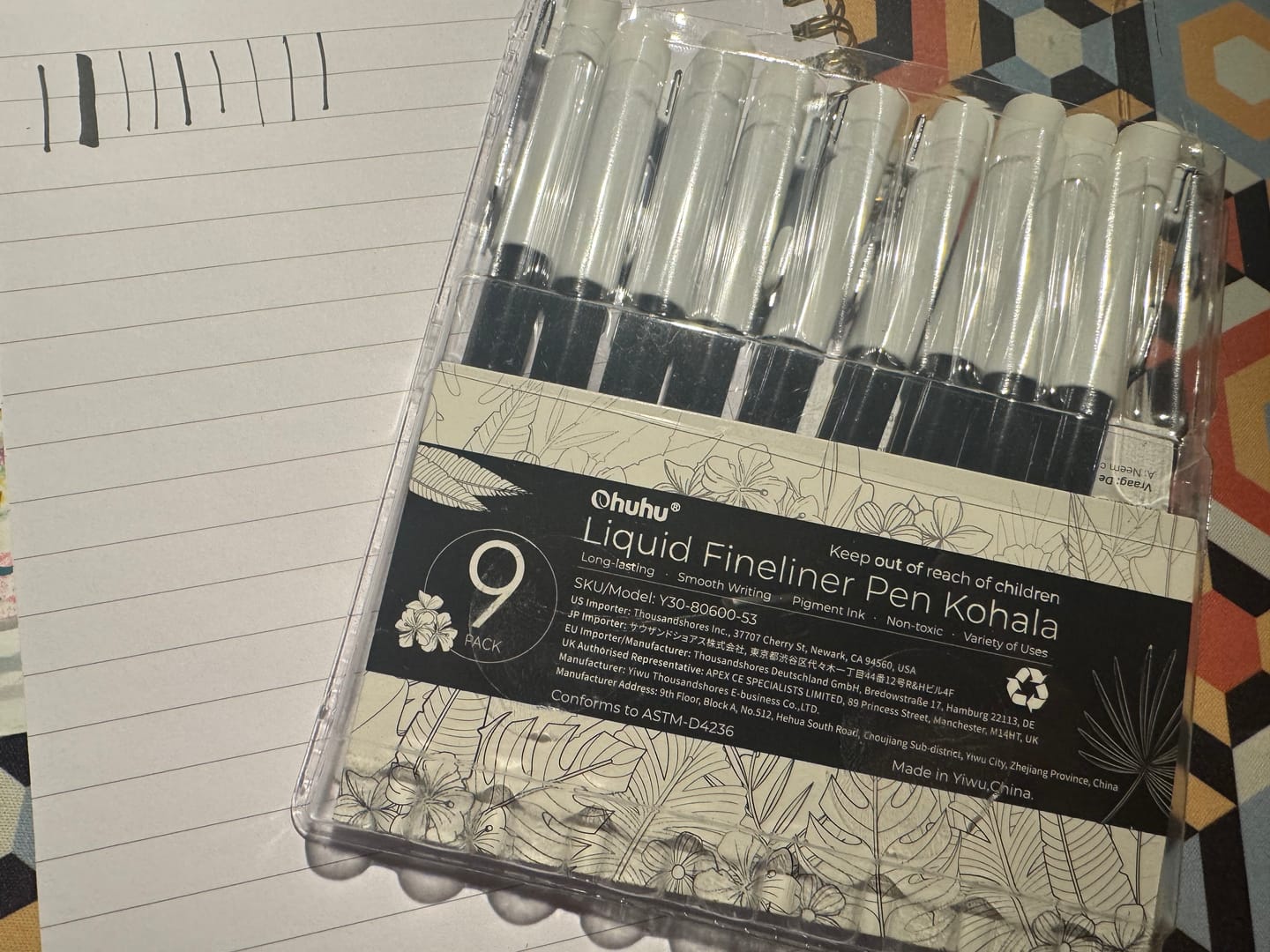 Customer photo review of Ohuhu Kohala Liquid Fineliner Drawing Pens,9 Pack