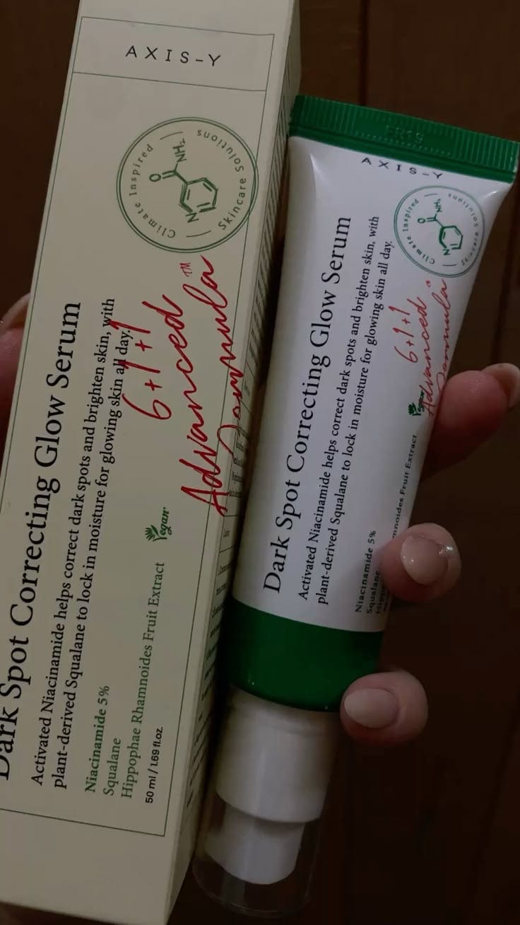 Customer photo review of Serums tumšo plankumu korekcijai AXIS-Y Dark Spot Correcting Glow Serum