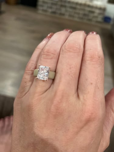 Customer photo review of Silicone Ring – 10×8 mm Emerald Cut CZ | Patent-Pending Design - GlowStone Collection